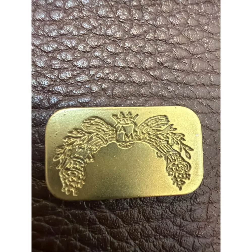 Wide Brown Leather Statement Buckle Belt Large
